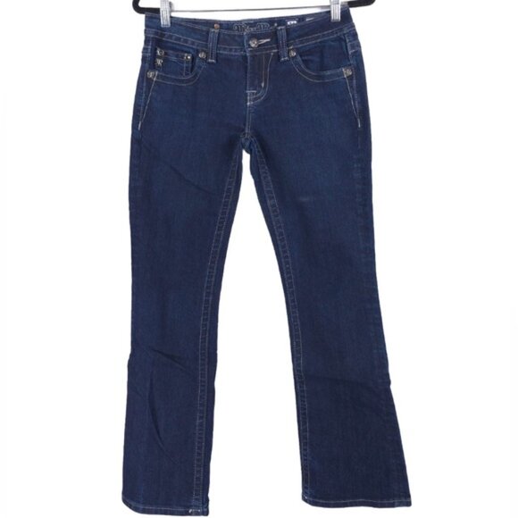 MISS ME EASY BOOT Jeans Embroidered JE5639E2R DK 52C Size 26 - Picture 1 of 14
